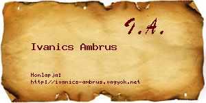 Ivanics Ambrus névjegykártya